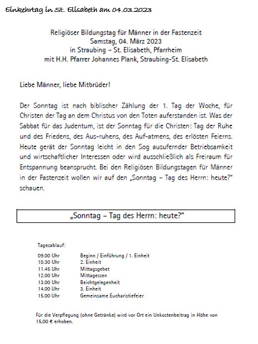 Einkehrtag Männer