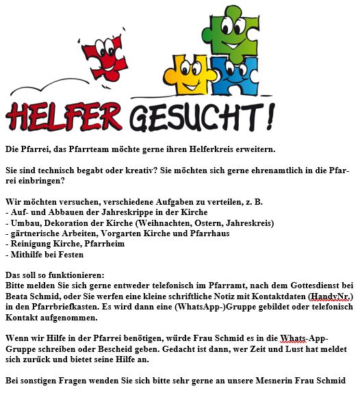 Helfer gesucht