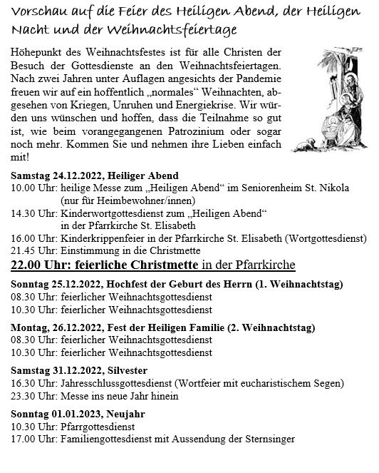 Weihnachten in der Übersicht