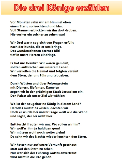 Hl. Dreikönige Gedicht